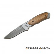Lock Knife with Zebra Wood Onlay Handle and Nylon Case